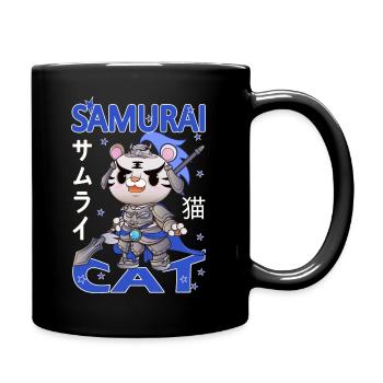 Samurai Cat japan cat - Tasse einfarbig - Schwarz - Rechts