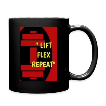 Lift, Flex,Repeat - Full Colour Mug - black - Right