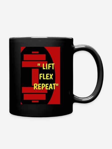 Lift, Flex,Repeat - Full Colour Mug - black