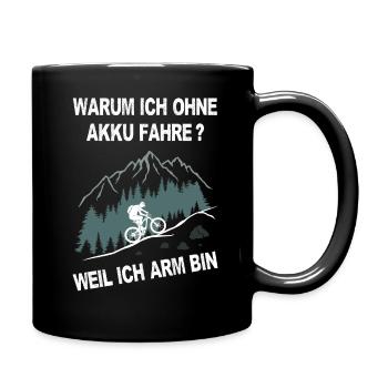 E-Bike, Mountainbike, bergauf, radfahren, Berge - Tasse einfarbig - Schwarz - Rechts