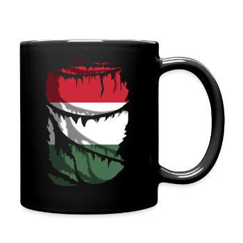Flagge Ungarns, zerbrochener oder zerrissener Stoffeffekt - Tasse einfarbig - Schwarz - Rechts