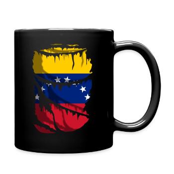Drapeau du Venezuela, effet tissu déchiré, cassé - Mug uni - noir - Droite