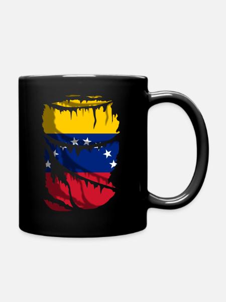 Flag of Venezuela, torn fabric effect, broken - Full Colour Mug - black