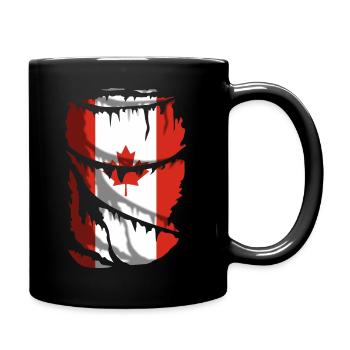 Flag of Canada, with broken fabric effect - Full Colour Mug - black - Right