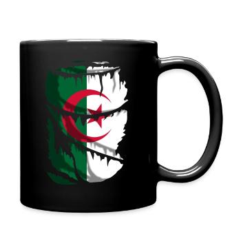 Flag of Algeria, with a broken fabric effect - Full Colour Mug - black - Right
