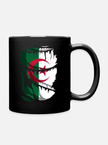 Drapeau de l’Algérie, avec un effet de tissu cassé - Mug uni - noir