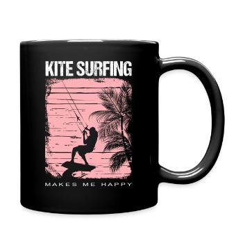Surfing Windsurfing Kitesurfing makes me happy - Full Colour Mug - black - Right