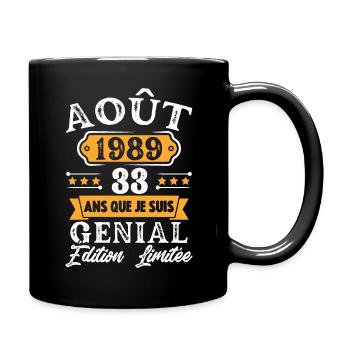 Cadeau D'anniversaire 33 Ans Août 1989 Rétro - Mug uni - noir - Droite