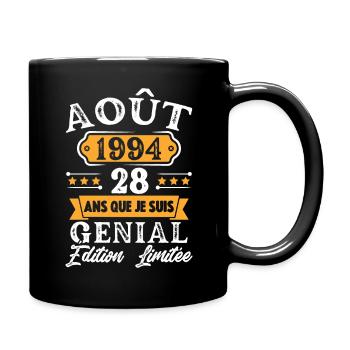 Cadeau D'anniversaire 28 Ans Août 1994 Rétro - Mug uni - noir - Droite