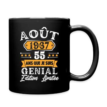 Cadeau D'anniversaire 55 Ans Août 1967 Rétro - Mug uni - noir - Droite