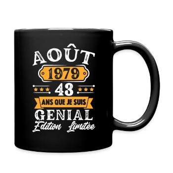 Cadeau D'anniversaire 43 Ans Août 1979 Rétro - Mug uni - noir - Droite