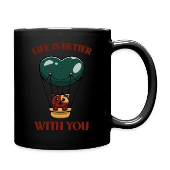 Hot Air Balloon Cat - Full Colour Mug - black - Right