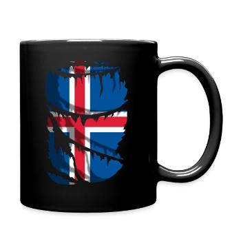 Flagge Islands, zerbrochener oder abgenutzter Stoffeffekt - Tasse einfarbig - Schwarz - Rechts