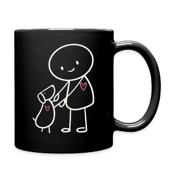 Hunde Strichmännchen Hundebesitzer Hunde Gassi - Tasse einfarbig - Schwarz - Rechts