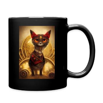 Kleine Katze im Art-Deco-Stil - Tasse einfarbig - Schwarz - Rechts