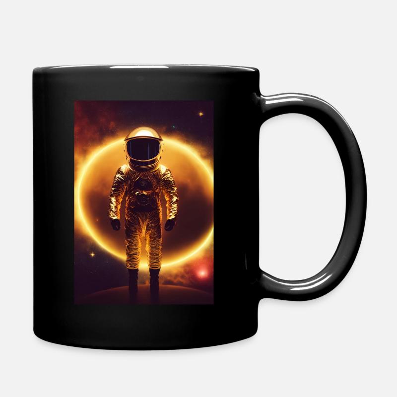 Astronaut Gold Space Future - Full Colour Mug - black
