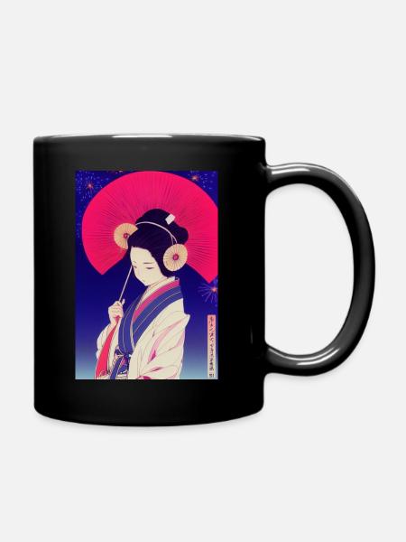 Kimono Anime Japanisch - Tasse einfarbig - Schwarz