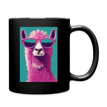 Lama Pink Glasses - Full Colour Mug - black - Right