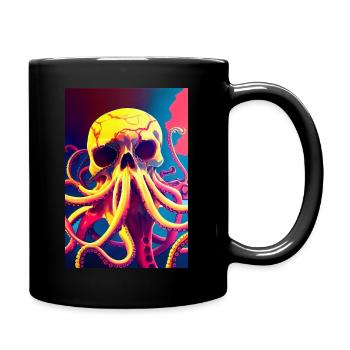 Octopus Popart Skull - Full Colour Mug - black - Right