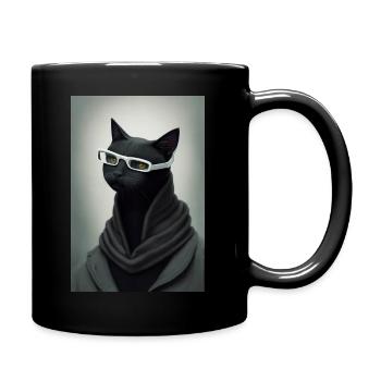 Black Cat Human Glasses - Full Colour Mug - black - Right