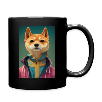 Shiba Dog Cute - Full Colour Mug - black - Right
