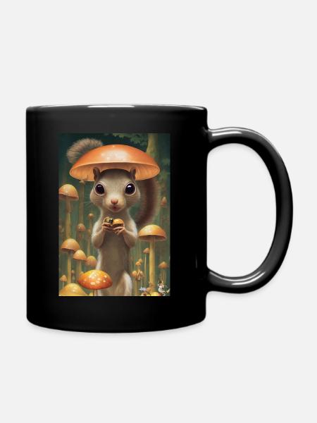 Écureuils Randonnée Forêt de champignons - Mug uni - noir