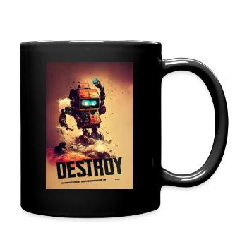 Destroy Roboter Baustelle - Tasse einfarbig - Schwarz - Rechts