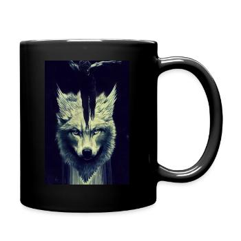 Wolf Engel Maverick Winter Polar Einsam - Tasse einfarbig - Schwarz - Rechts