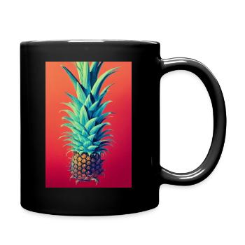Pineapple painted with crayons - Full Colour Mug - black - Right