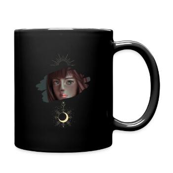 Woman with moon - Full Colour Mug - black - Right