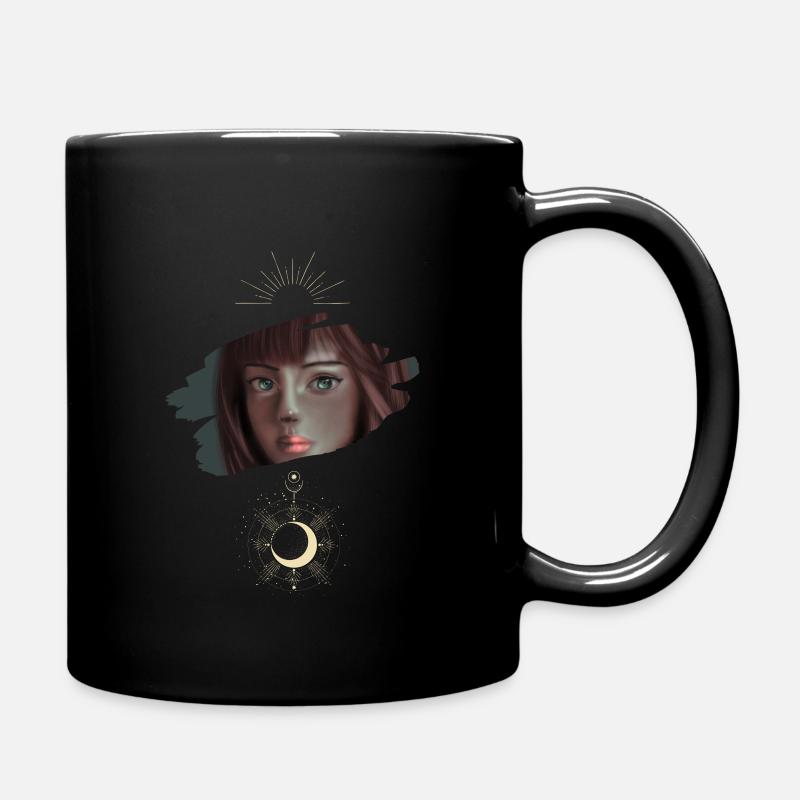 Frau mit mond - Tasse einfarbig - Schwarz