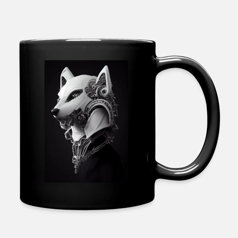 Wolf Metal Tattoo Black White - Full Colour Mug - black