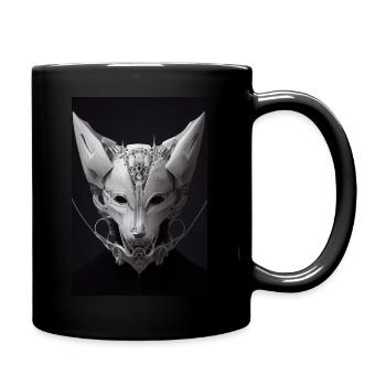 Wolf Metal Tattoo Schwarz Weiß - Tasse einfarbig - Schwarz - Rechts