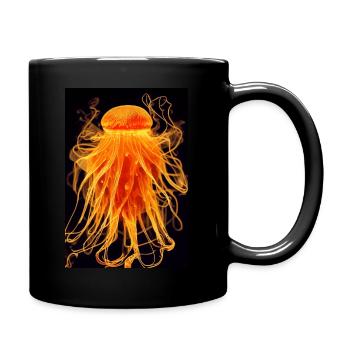 Feuer Qualle - Tasse einfarbig - Schwarz - Rechts