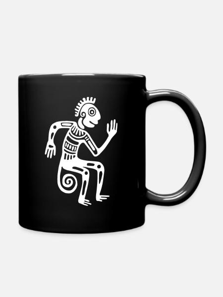 Culture of the Aztecs, monkeys, monkeys - Full Colour Mug - black