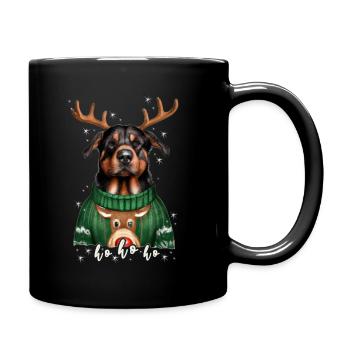 Weihnachtshund Rottweiler - Tasse einfarbig - Schwarz - Rechts