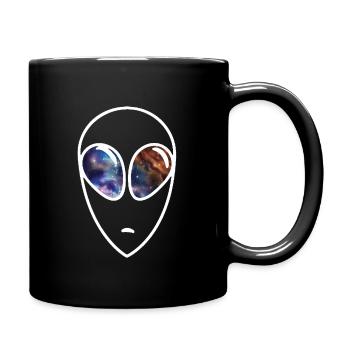 Alien looking in Space - Galaxie Augen - Tasse einfarbig - Schwarz - Rechts