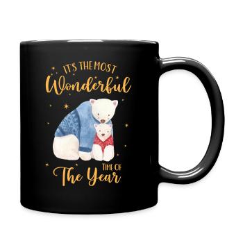 The Most Wonderful Time - Cute Polar Bear Xmas - Tasse einfarbig - Schwarz - Rechts
