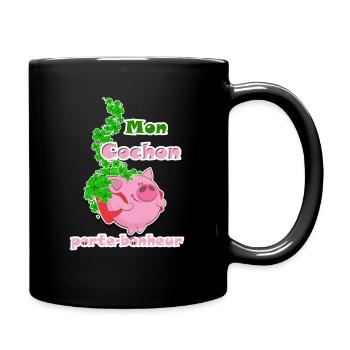 Mon cochon porte-bonheur, LOTO - Mug uni - noir - Droite