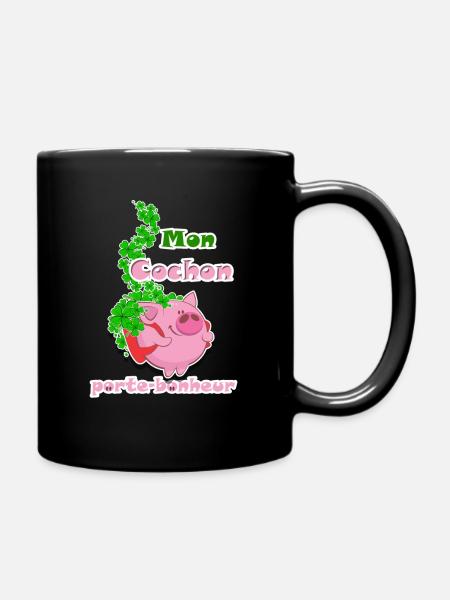 Mon cochon porte-bonheur, LOTO - Mug uni - noir