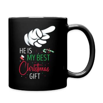 He Is My Best Christmas Gift Christmas Couples Tee - Tasse einfarbig - Schwarz - Rechts