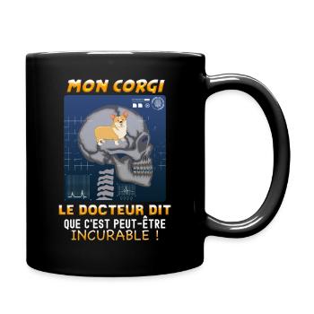 Chien Corgi radiographie Citation Marrante Docteur - Mug uni - noir - Droite