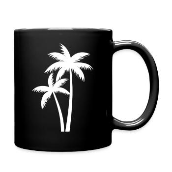 Weiße exotische Palmen - Tasse einfarbig - Schwarz - Rechts