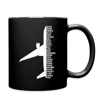 Phonetic Alphabet - Flugzeug Buchstaben Namen Alph - Tasse einfarbig - Schwarz - Rechts