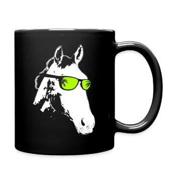 Pferd Sonnenbrille Party Pferdeliebe Reiten Pferde - Tasse einfarbig - Schwarz - Rechts