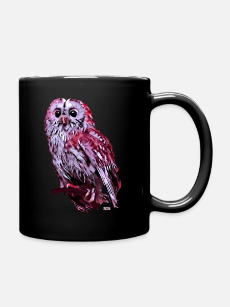 Purple Owl - Full Colour Mug - black