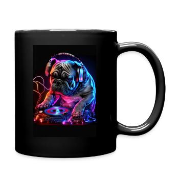 Bulldog DJ Chien DJ - Mug uni - noir - Droite