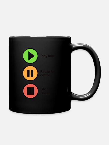 Play Pause And Stop - Full Colour Mug - black