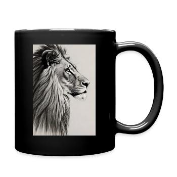 Löwe in schwarz weiß - Tasse einfarbig - Schwarz - Rechts