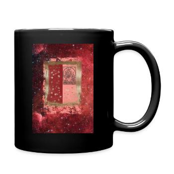 SHIVA Rot Gold Abstrakt - Tasse einfarbig - Schwarz - Rechts